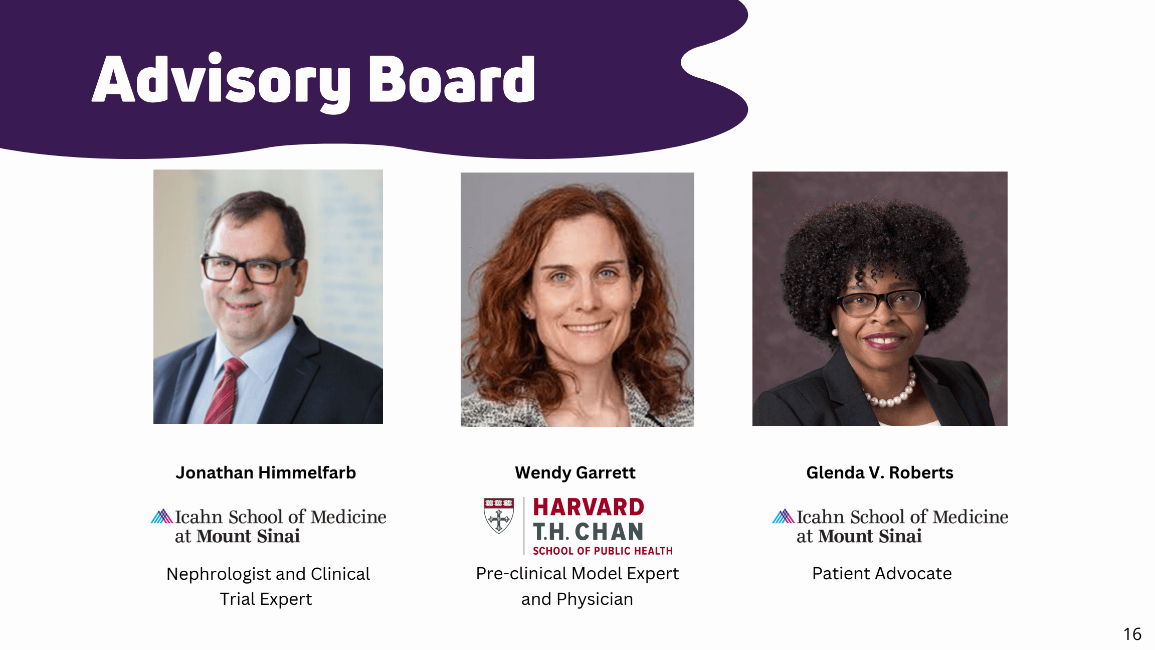 TheraT pitch slide 16: Advisory board.
