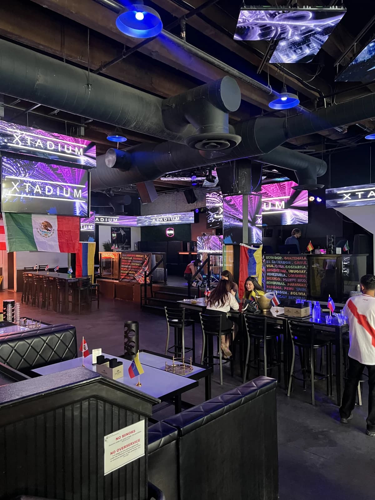 Xtadium decorated with Latin American flags for Latin Carnival.