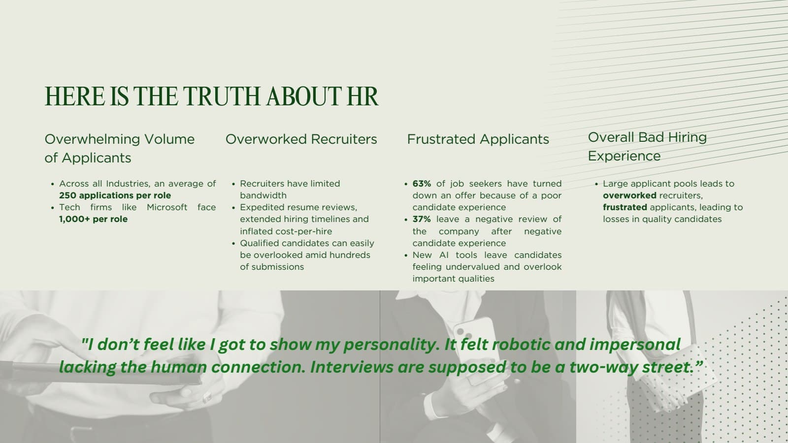 Ditto pitch slide 4: Candidate perspective in the pitch.